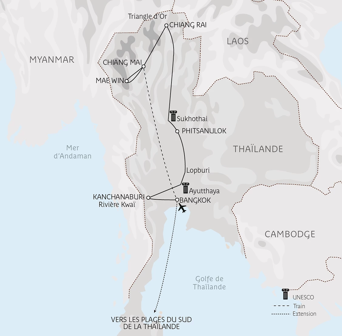 Carte Capitales du Siam & Triangle d&rsquo;Or