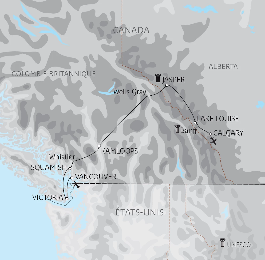 Carte Balade dans les Rocheuses canadiennes