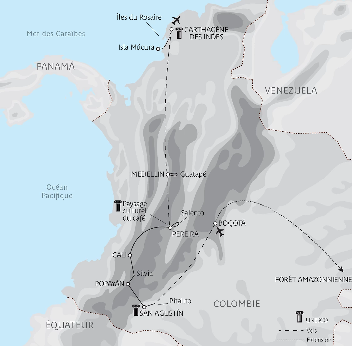 Carte Âges d&rsquo;or de Colombie en privé