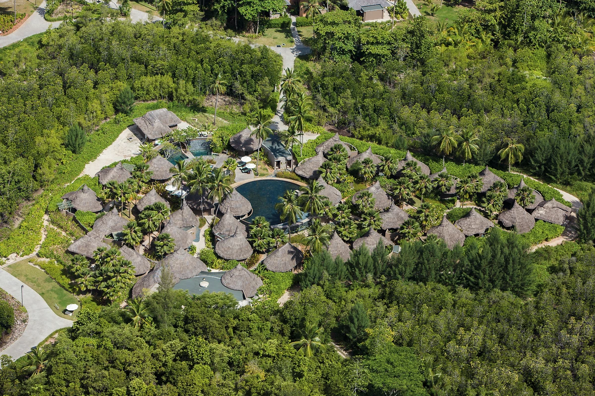 Vue aérienne Constance Spa, Constance Ephelia Seychelles, Seychelles