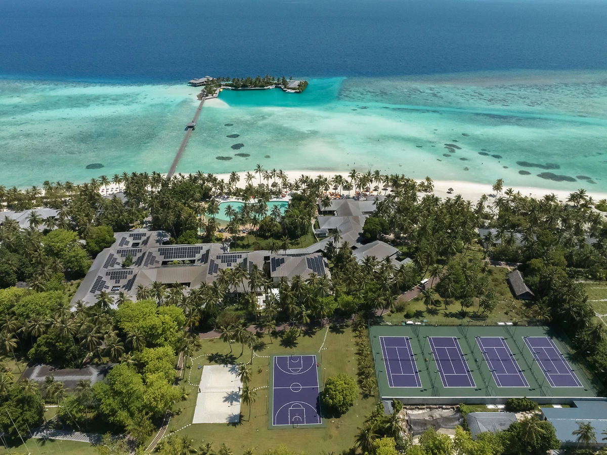 Vue aérienne des terrains de sports, Villa Park, Sun Island