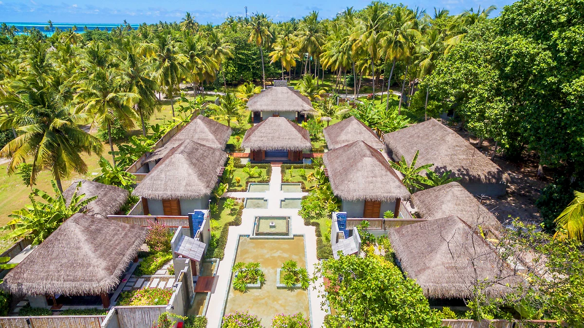 Vue aérienne Wellness Village, Furaveri Maldives, Maldives