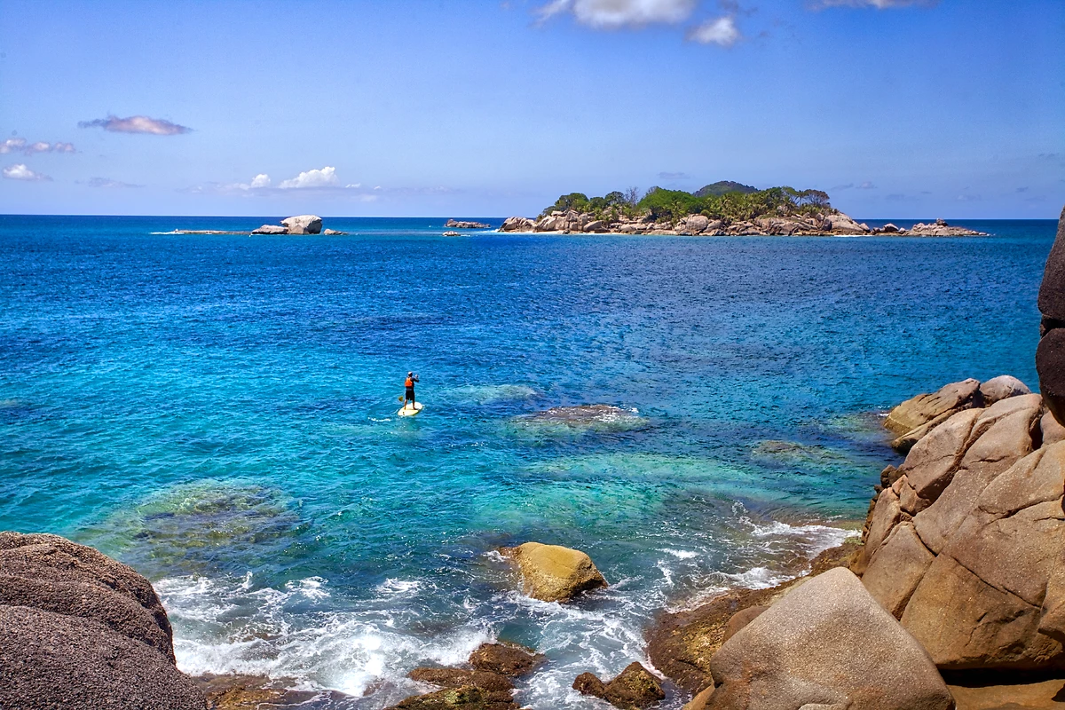 Stand-up paddle, Six Senses Zil Pasyon, Seychelles