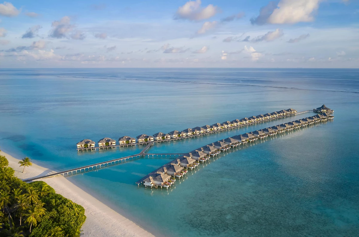 Vue sur les villas de l'hôtel, Villa Park, Sun Island