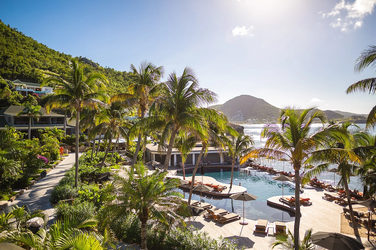 Vue aérienne de la piscine, Christopher Saint-Barth, Saint-Barthélemy