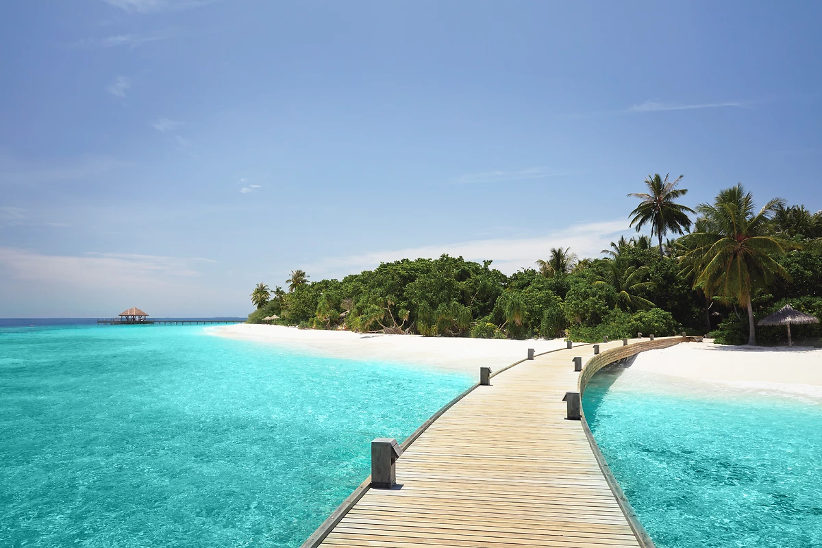 Vue sur le resort, Reethi Faru Resort, Atoll de Raa, Maldives