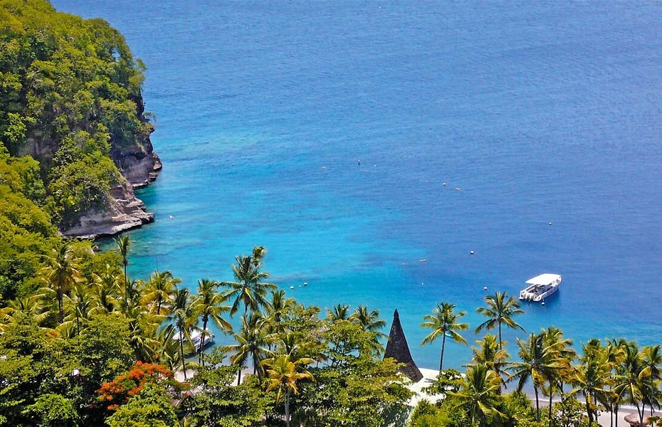 Vue sur la baie, Anse Chastanet, Sainte-Lucie, Antilles