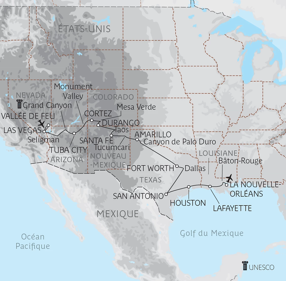 Carte GRAND OUEST & DEEP SOUTH