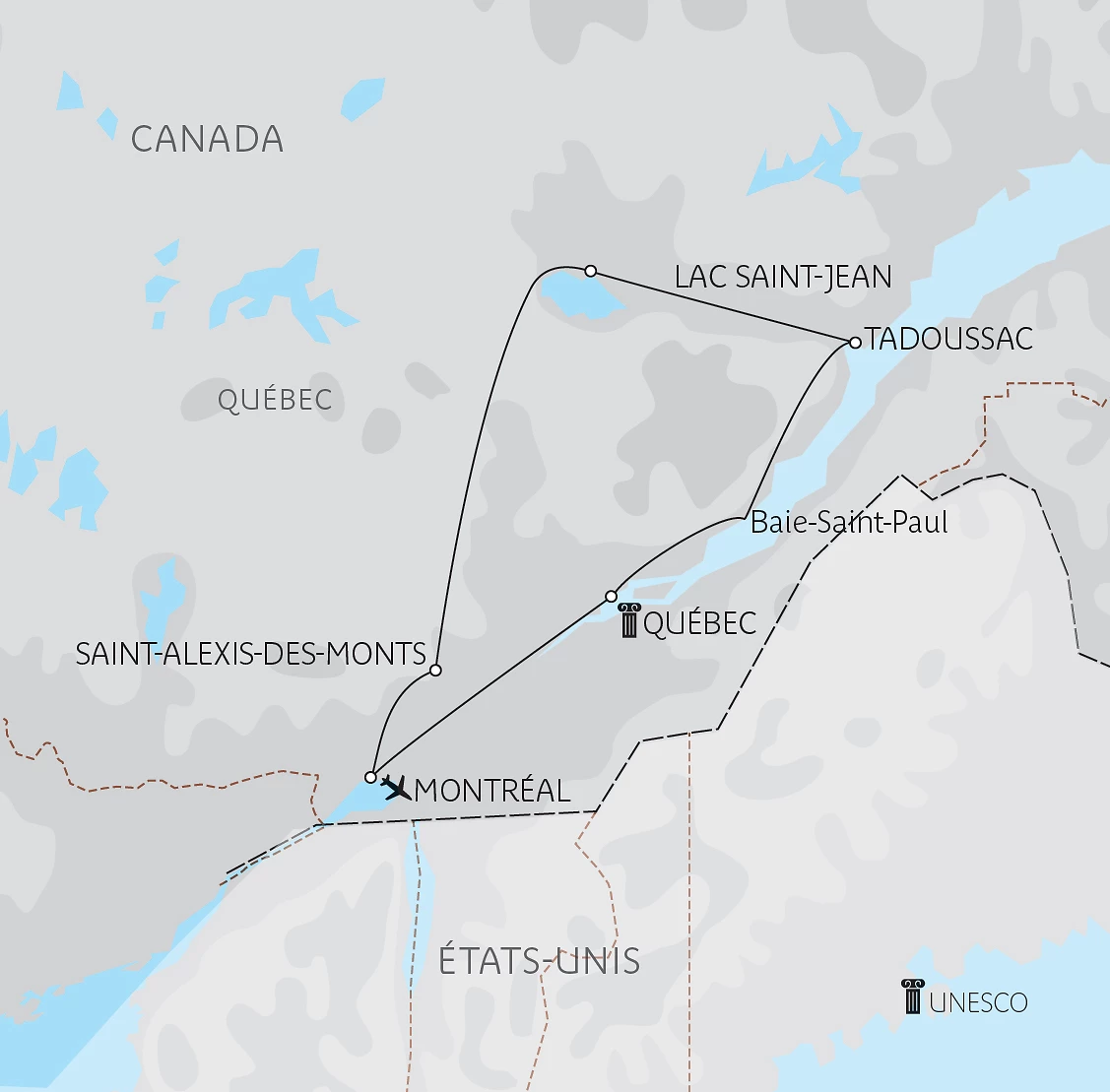 Carte Le Québec des grands horizons